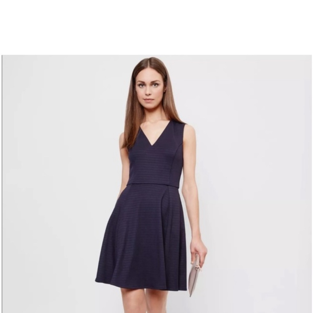 New!!! Ted Baker London Dark Blue Tawney Ribbed Dress